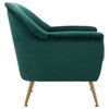 Rena Mid Century Arm Chair Emerald/ Brass