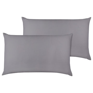Organic Cotton Pillowcase Pair 300TC GOTS Certified, Dark Gray, Queen 21"x32"
