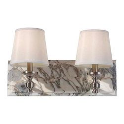 Feiss Carrollton 2-Light Vanity Strip in Brushed Steel Finish - Bathroom Vanity Lighting