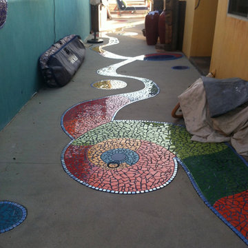 Mosaic Tile Walkway and Spa