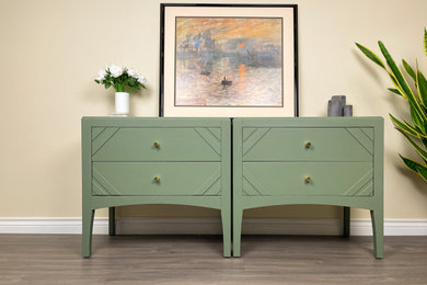 Refinished Set of Green Nightstands