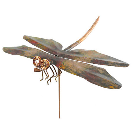 Copper Dragonfly Garden Stake