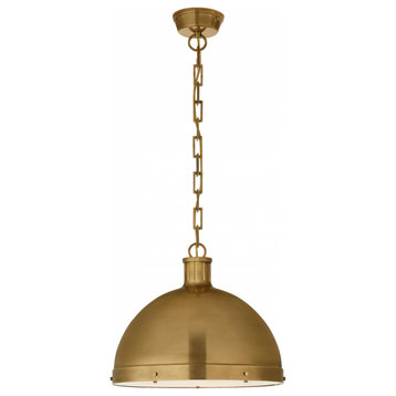 Hicks Pendant, 2-Light, Hand-Rubbed Antique Brass, Frosted Acrylic, 16"W