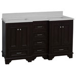Kitchen Bath Collection - Nantucket 60" Bath Vanity, Chocolate, Quartz, Double Vanity - The Nantucket: timeless and classic.