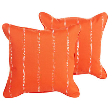 Orange Dotted Stripes Outdoor Corded Pillow Set, 20x20