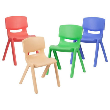 Flash Furniture 13.25" 4 Piece Plastic Stackable Multicolored School Chair Set