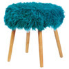 Zingz & Thingz Faux Fur Upholstered Stool in Turquoise