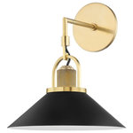 Hudson Valley Lighting - Syosset 1-Light Wall Sconce, Aged Brass, Black Shade - Features: