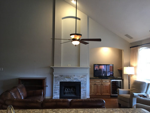 Tall Wall With Niches In Family Room, How To Decorate A Tall Wall Above Fireplace