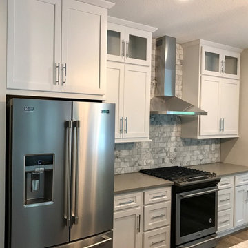 Koch Cabinets Prairie Painted White Maple MSI Fossil Grey Cambria Summerhill