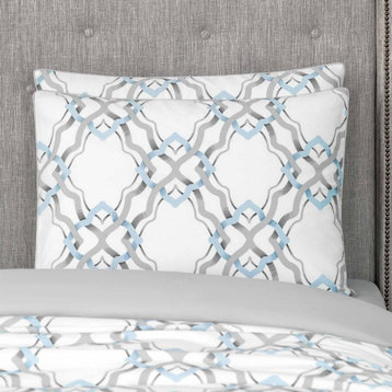 Pillowcase Fransis Euro Ash Gray With White And Light Blue