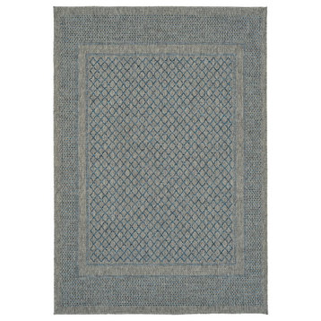 Kaleen Bacalar Bac08-17 Bordered Rug, Blue, Gray, Silver, 7'10"x10'0"