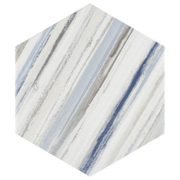 Flow Hex Blue Porcelain Floor and Wall Tile