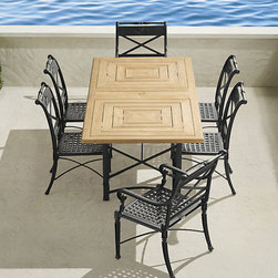 Carlisle 7-pc. Teak Top Dining Set in Onyx Aluminum - Outdoor Dining Sets