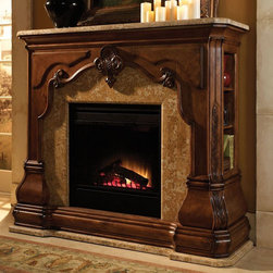 AICO Furniture - Tuscano Fireplace in Biscotti with Electric Insert - 34220-26 - Fabric