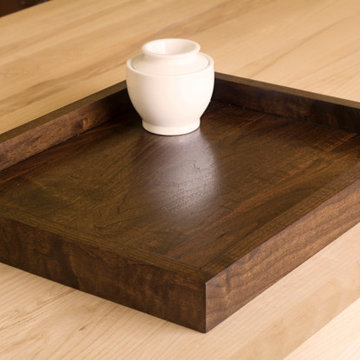 Rustic Wooden Tray with Handles, Walnut Tray, Tray for Ottoman,