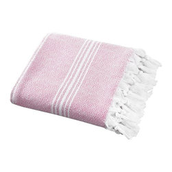 Classic Turkish Towels - Traditional Turkish Peshtamal Bath Sheet, Pink, 40x72" - Bath Towels