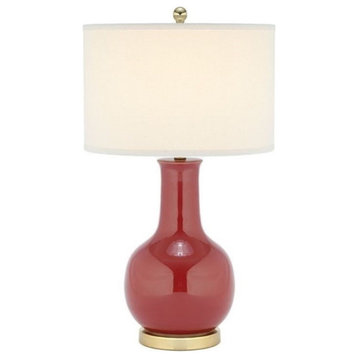 Safavieh Judy Ceramic Red Lamp with White Shade
