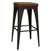 Backless Upholstered Seat w/ Fabric Non Swivel Stool