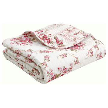 Chic Vintage Rose 100% Cotton Quilted Throw