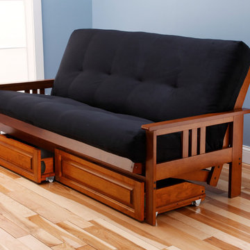 Monterey Frame with Black Suede Mattress and Storage Drawers