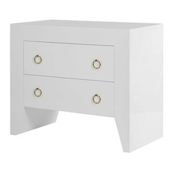 Worlds Away - Worlds Away Easton White Two Drawer Side Table - Side Tables And End Tables