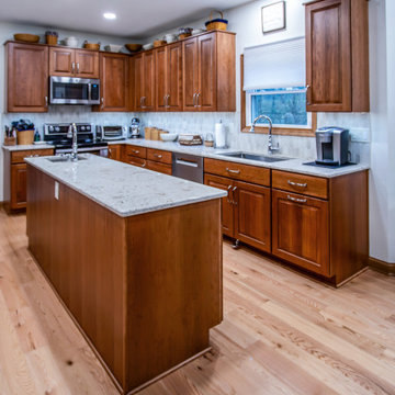 Cherry Cabinets with Pecan Stained Finish, Windemere Quartz Countertops
