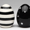 2.75 Inch Black and White Polka Dot and Striped Eggs Salt and Pepper