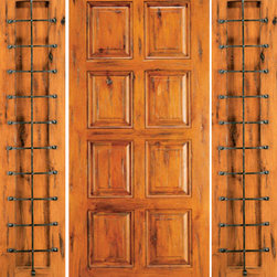 Knotty Alder Exterior Prehung Door with Two Sidelites, 8-Panel - Front Doors