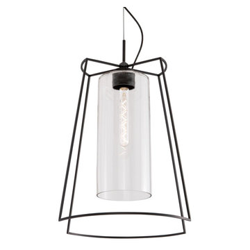 Norwell 5389-MB-CL Cere Large Pendant Light. Clear Glass. Matte Black