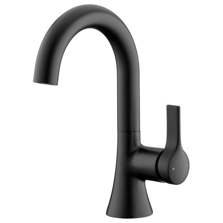 Luxier BSH11-S Single-Handle Bathroom Faucet with Drain, Matte Black