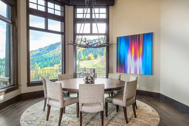 Inspiration for a huge modern dark wood floor kitchen/dining room combo remodel in Salt Lake City with gray walls