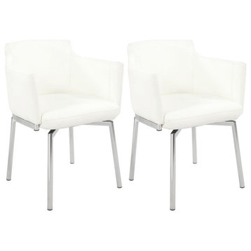 Club Style Arm Chair With Memory Swivel - Set Of 2, White