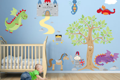 Enchanted Knights & Dragons Luxury Nursery Wall Art Sticker Design