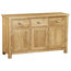 Traditional Sideboard, Oak Light Lacquered Solid Wood 3-Door and 3-Drawer