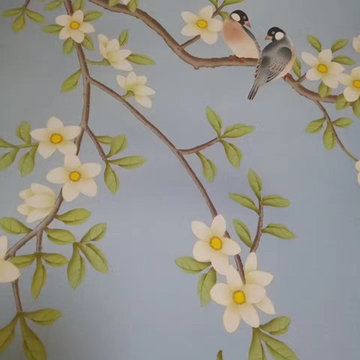 Oriental silk wallpaper in China-Details