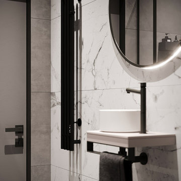Monochrome Bathroom with Glass Shower
