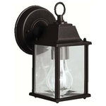 Kichler Lighting - Kichler Lighting New Street - One Light Outdoor Wall Bracket - With its timeless profile, this 1-light wall lantern is perfect for those looking to embellish classic sophistication outdoors. Because it is made from cast aluminum and comes in this beautiful Black finish, this wall lantern can go with any home d�cor while being able to withstand the elements. It features clear beveled glass panels, uses a 100-watt (max) bulb, measures 5" wide by 8 �" high, and is U. L. listed for wet location.New Street One Light Outdoor Wall Bracket Black Glass *UL Approved: YES *Energy Star Qualified: n/a  *ADA Certified: n/a  *Number of Lights: Lamp: 1-*Wattage:100w A19 Medium Base bulb(s) *Bulb Included:No *Bulb Type:A19 Medium Base *Finish Type:Black