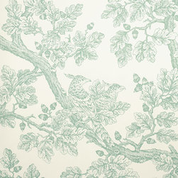 Acorn & Oakleaf Toile: Sage - Wallpaper