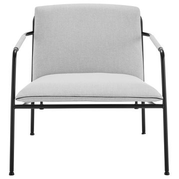 Ludvig Lounge Chair, Light Grey Fabric With Black Frame