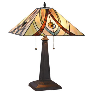 ORSON Tiffany-style 2 Light Mission Table Lamp 16 Shade