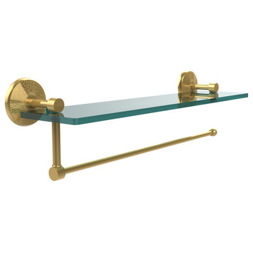 Prestige Monte Carlo Paper Towel Holder with 16" Glass Shelf, Polished Brass