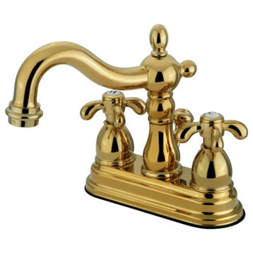 Two Handle 4" Centerset Lavatory Faucet with Brass Pop-up KS1602TX