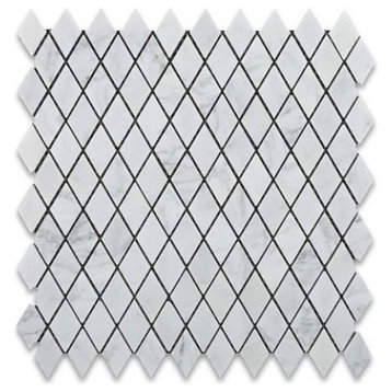 Carrara White Diamond Rhomboid 1X1 7/8 Mosaic Polished, From Italy, 10 sq.ft.
