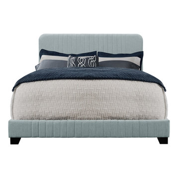 All-in-One Queen Bed with Channeled Headboard & Footboard, Dupree Delft