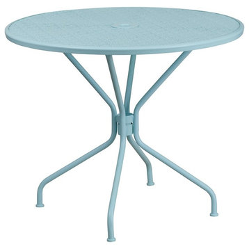 35.25" Steel Patio Table, Sky Blue
