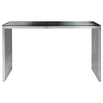 Lux 59" Desk, Silver Brushed Metal