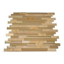 Glossy Caramel Onyx Random Brick Pattern Glass Mosaic Tiles - Home Decor