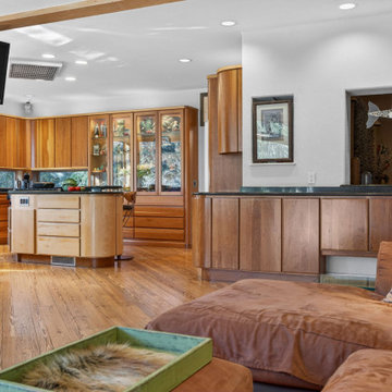 Luxury Mid-Century Kitchen with Custom Wood Cabinetry and Stone Countertops