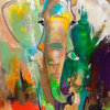 Contemporary Large Canvas Art, Hand Painted,"Elephant Dream"